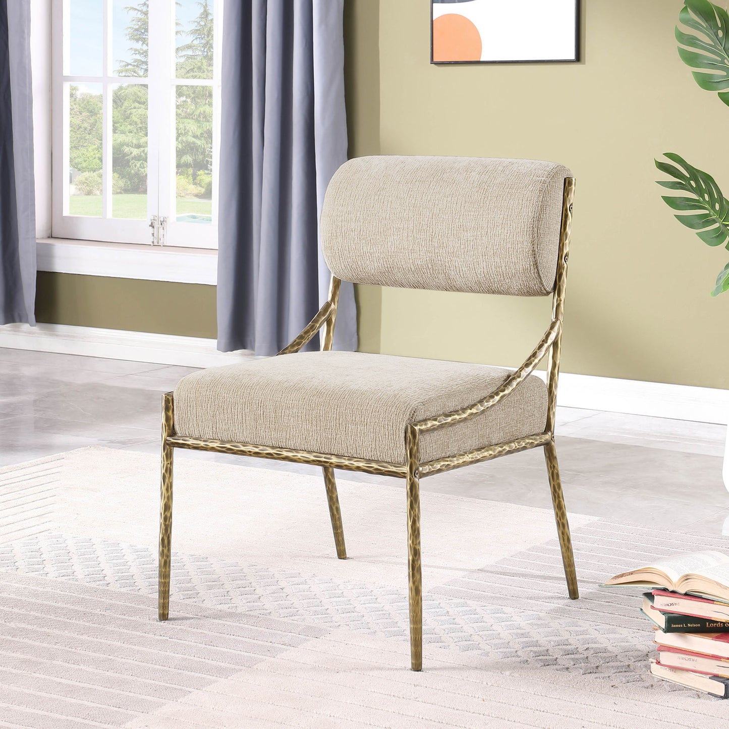 Bastille - Upholstered Dining Side Chair (Set of 2) - Brass Frame
