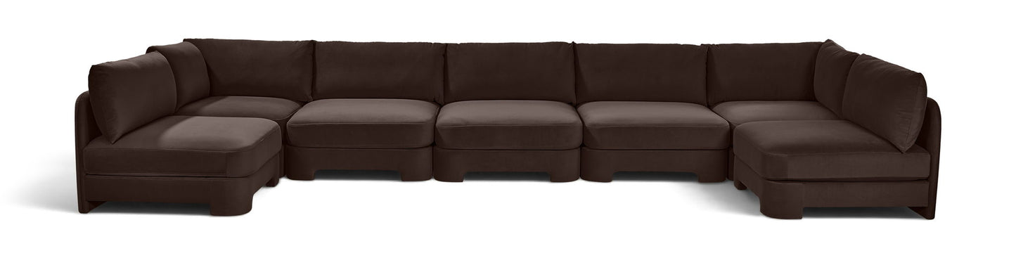 Hammond - Velvet Performance Fabric Upholstered 7 Piece U-Shaped Armless Sectional