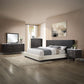 Clayten - Eastern King Bed - Beige Linen & Espresso