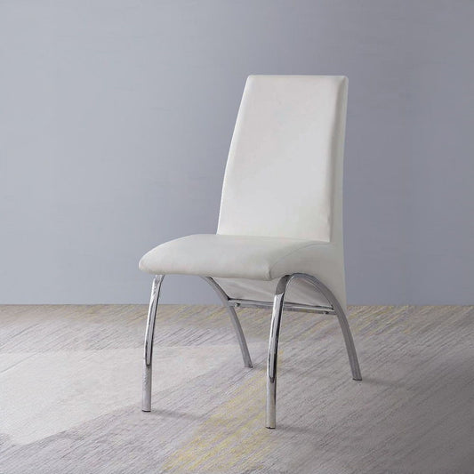 Pervis - Side Chair (Set of 2) - White Synthetic Leather & Chrome