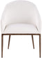 Ferro - Linen Textured Performance Fabric Upholstered Dining Arm Chair - Cream / Brushed Bronze