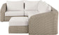 Seacrest - 123.25" Olefin Water Resistant And Wicker 5 Piece Outdoor Patio Modular Sectional