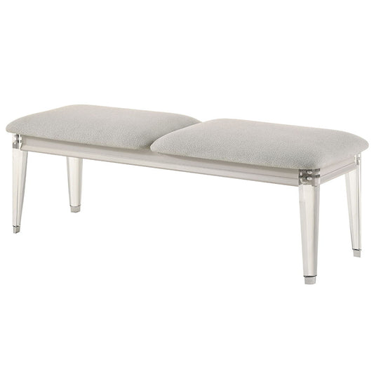 Laveda - Bench - Light Gray Boucle & Pearl White