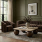 Strata - Travertine And Mango Wood Coffee Table - Brown / Beige