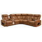 Taddeo - Power Motion Sectional Sofa With Power Headrest, Massage & LED - Two Tone Brown Leatherette