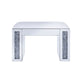 Noralie - Vanity Stool - Synthetic Leather , Mirrored & Faux Diamonds