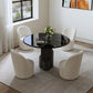 Kinton - Round Dining Table With Natural Marble Top - Black