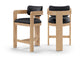 Sacha - Vegan Leather Upholstered Counter Stool With Natural Base