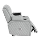 Elonzo - Power Motion Recliner With LED, Power Headrest & Speaker - Light Gray