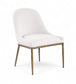 Ferro - Linen Textured Performance Fabric Upholstered Dining Side Chair - Cream / Brushed Gold