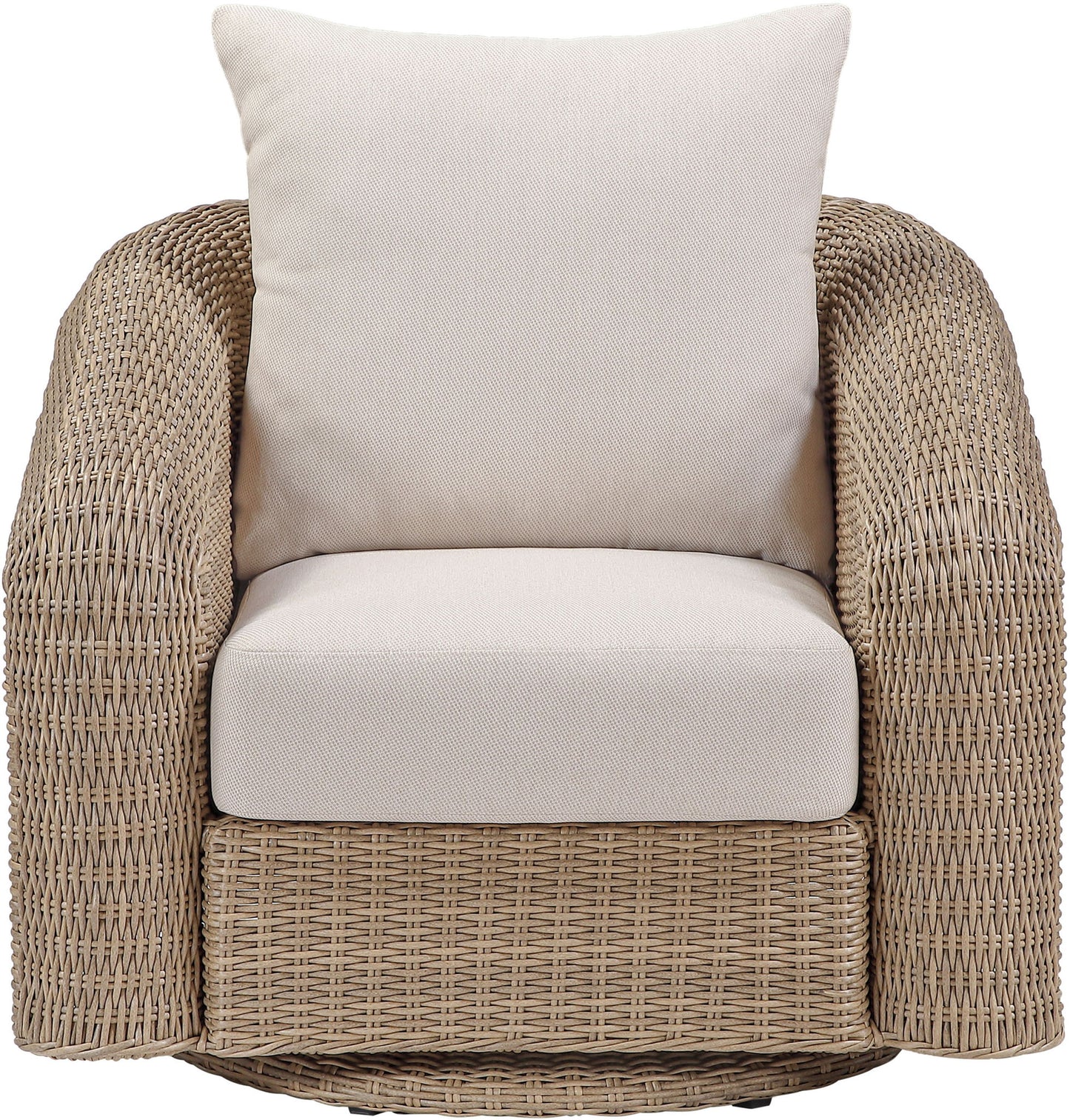 Seacrest - Olefin Water Resistant Fabric And Wicker Outdoor Patio Swivel Chair