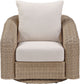 Seacrest - Olefin Water Resistant Fabric And Wicker Outdoor Patio Swivel Chair