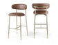 Lupita - Vegan Leather Upholstered Bar Stool With Brushed Gold Frame (Set of 2)