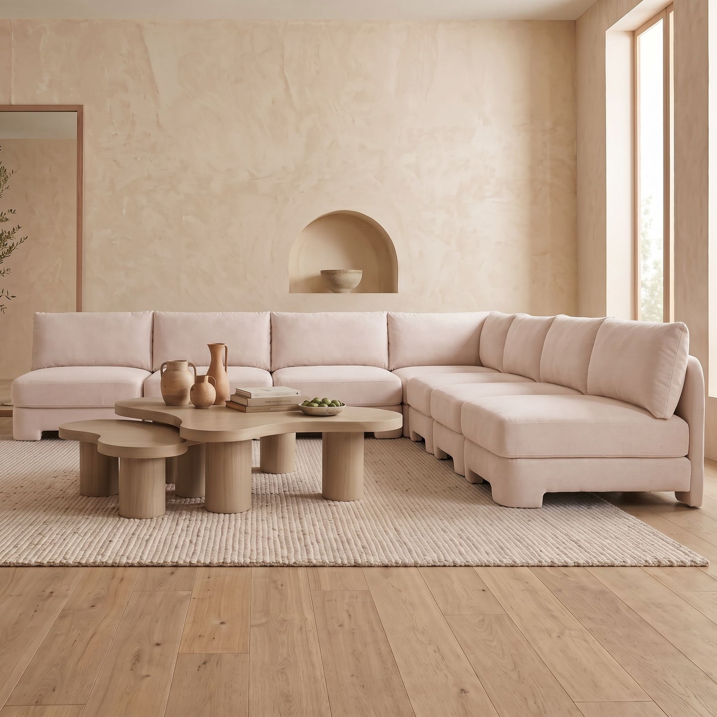 Hammond - Velvet Performance Fabric Upholstered 7 Piece Armless Sectional