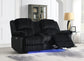 U161 - Corduroy Power LED Reclining Loveseat With Bluetooth Speaker - Black