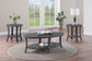 T177 - Coffee Table & 2 Round End Tables - Dark Brown