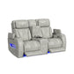 Prime Time - P3 Loveseat With Console, 7 Colors Led, Cup Holders And Wireless Charger Controller - Leather Gel Light Gray
