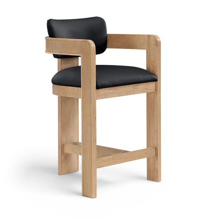 Sacha - Vegan Leather Upholstered Counter Stool With Natural Base