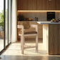 Sacha - Velvet Stool With Natural Base - Saddle