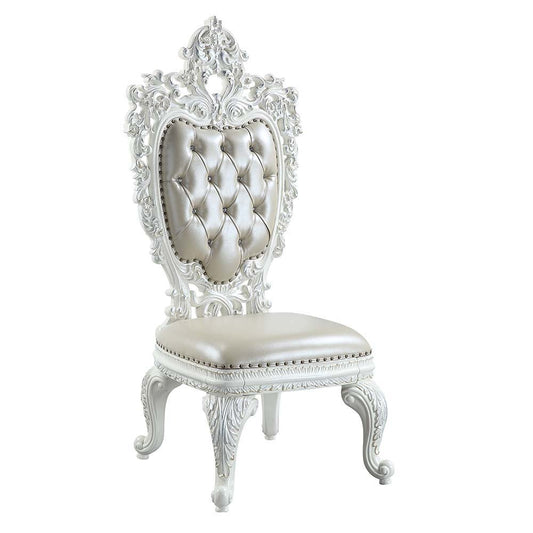 Vanaheim - Side Chair (Set of 2) - Beige Synthetic Leather & Antique White
