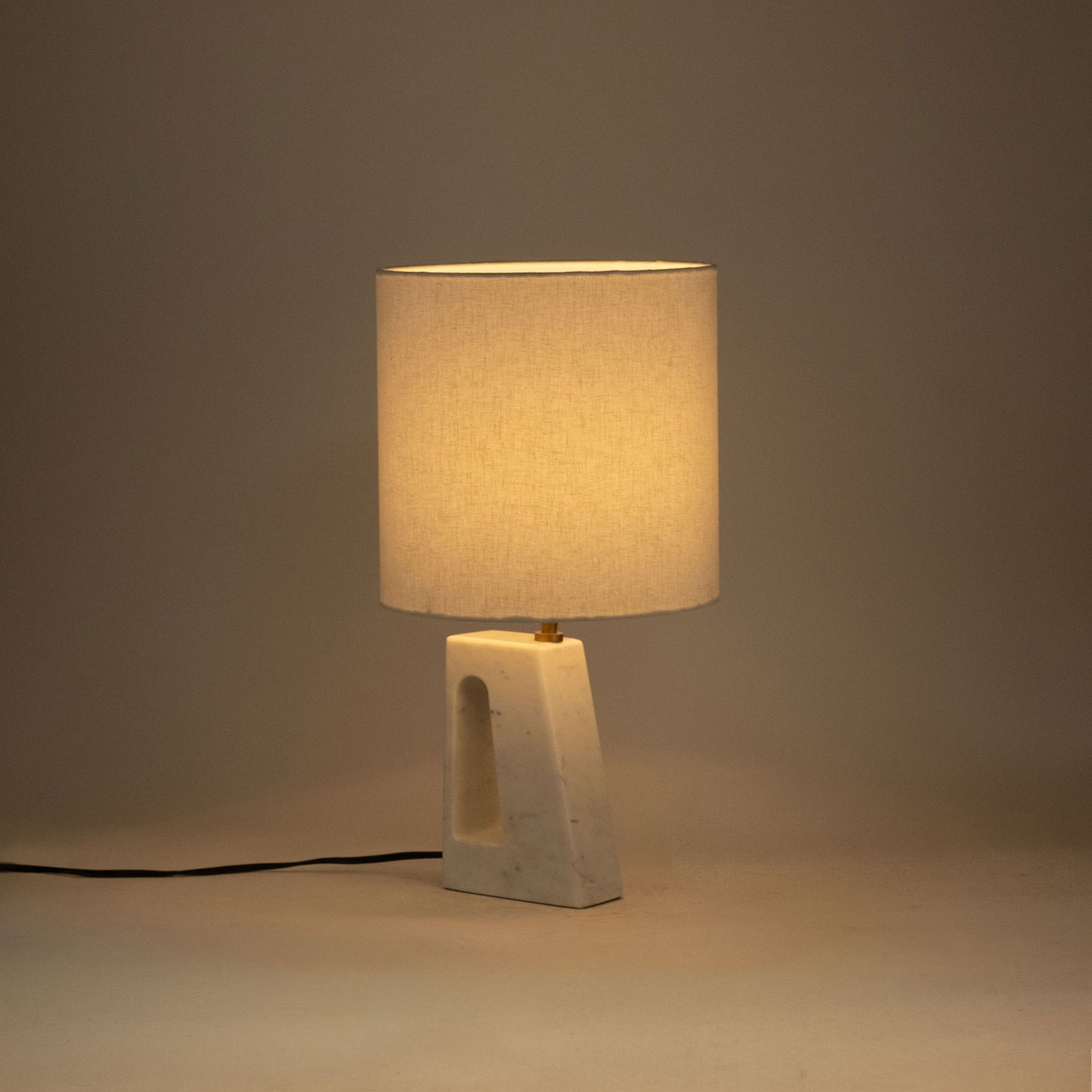 Vellum - Genuine Marble Base And Linen Textured Fabric Shade Table Lamp