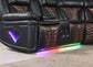 U56 - 3 Piece Power Sectional With Bluetooth Speaker, And Wireless Charger, Multi Color LED - Black / Brown