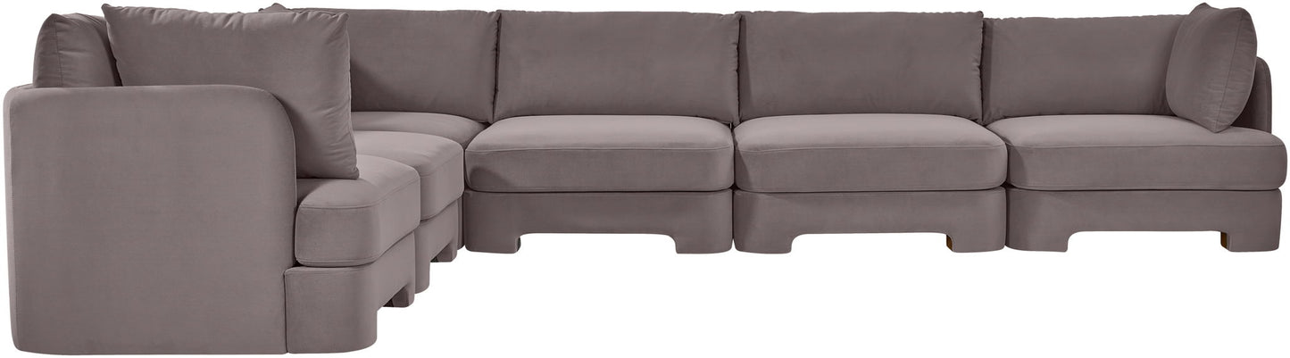 Hammond - Velvet Performance Fabric Upholstered 6 Piece Corner Sectional