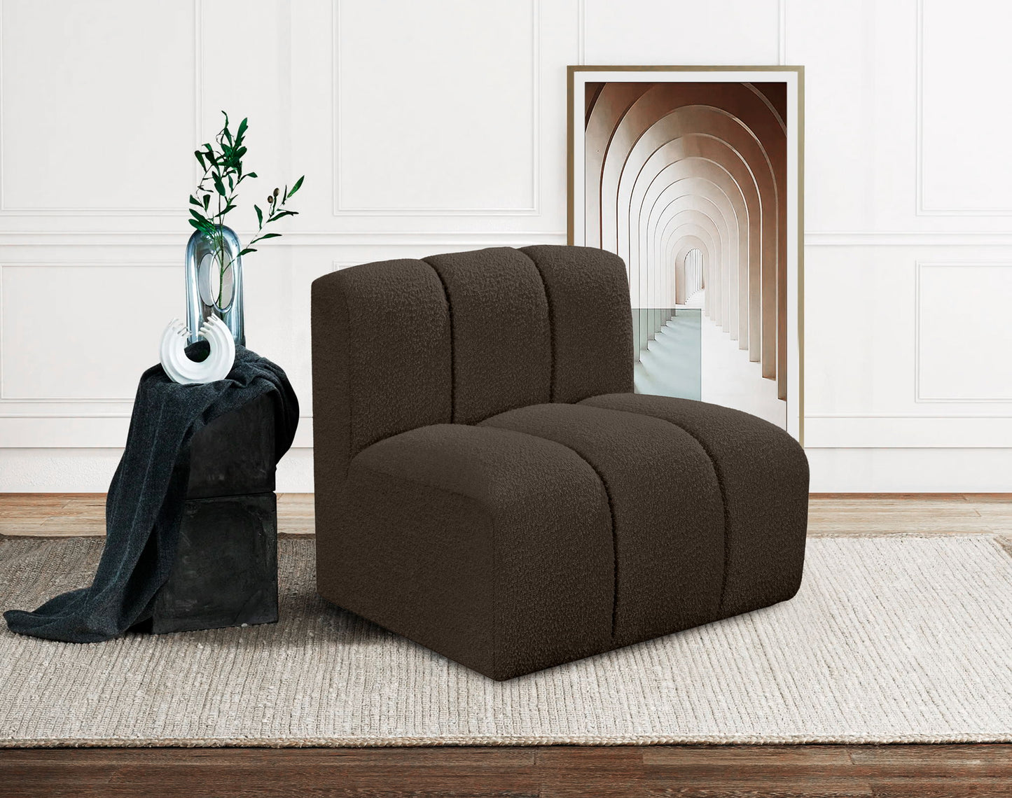 Arc - Boucle Fabric Straight Chair