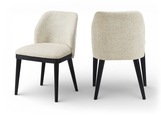 Valeo - Linen Textured Fabric Upholstered Dining Chair (Set of 2) - Painted Black Base