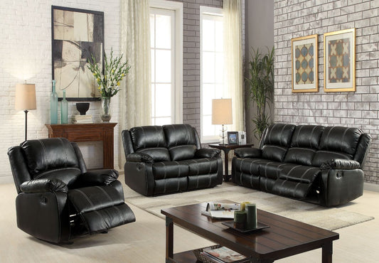 Zuriel - 81" Motion Sofa - Black Synthetic Leather