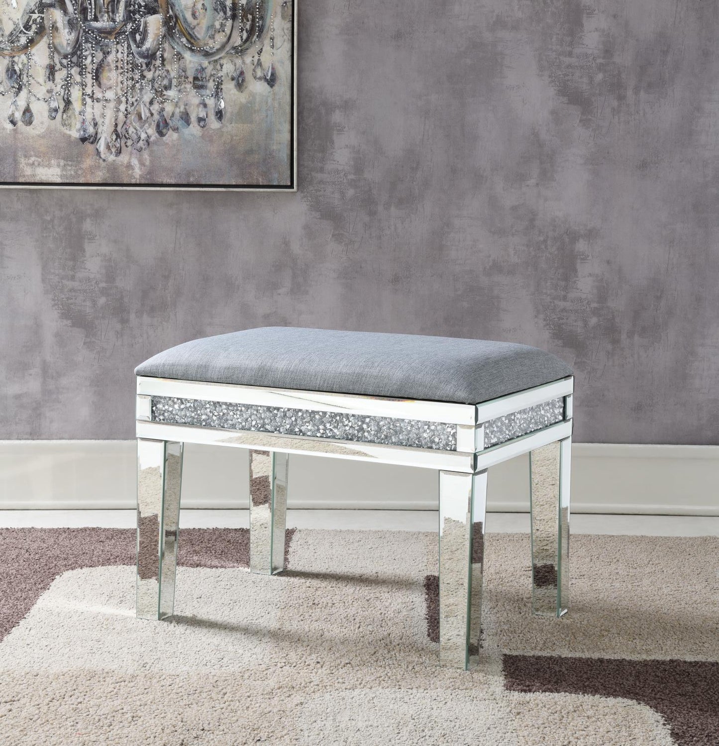 G-310 - Glamour Vanity Stool - Pearl Silver