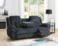 U179 - Motion Sofa With Drop Down Table - Charcoal Gray