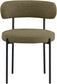 Beacon - Boucle Fabric Dining Chair With Black Legs (Set of 2) - Olive Green