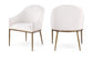 Ferro - Linen Textured Performance Fabric Upholstered Dining Arm Chair - Cream / Brushed Gold