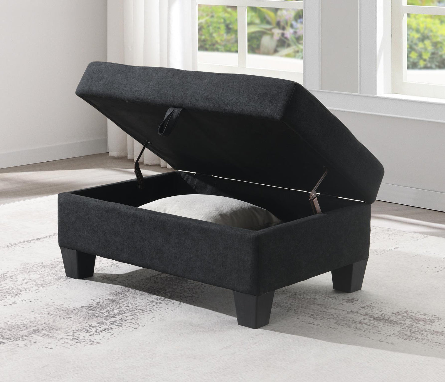 U349 - Fabric Ottoman - Black