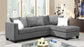 U357 - Velvet 2 Piece Sectional - Gray