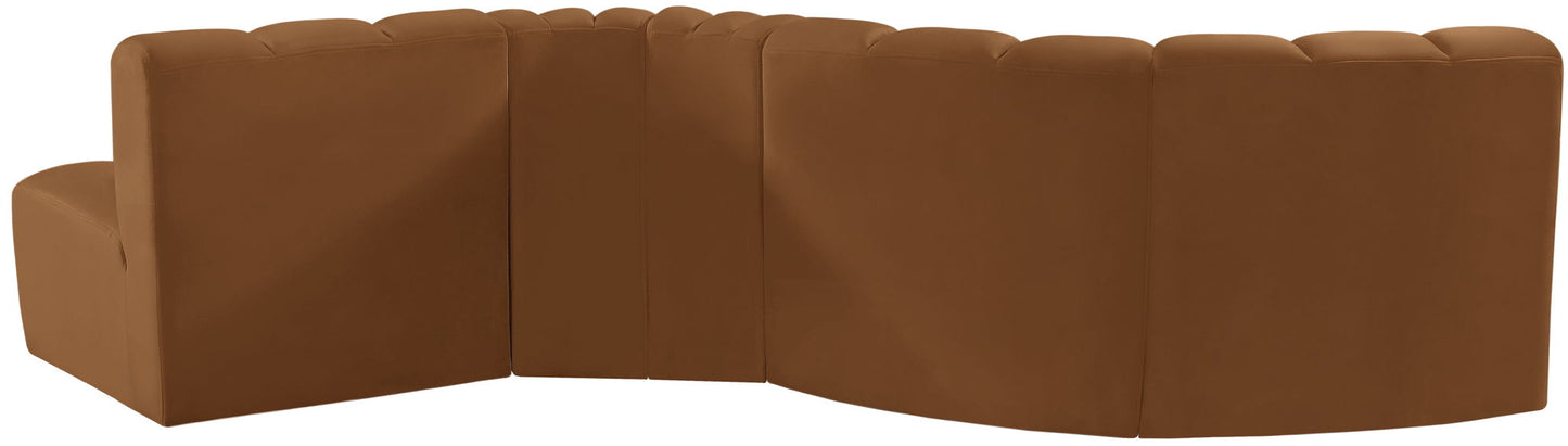 Arc - Velvet 5 Piece Modular Sofa - Saddle