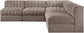 Rummi - Armless Velvet Performance Fabric Upholstered 5 Piece Modular Sectional