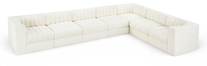 Rummi - Velvet Performance Fabric Upholstered 7 Piece Modular Sectional (With 3 Corner Chairs)
