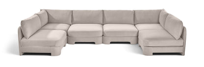 Hammond - Velvet Performance Fabric Upholstered 6 Piece U-Shaped Armless Sectional