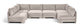 Hammond - Velvet Performance Fabric Upholstered 6 Piece U-Shaped Armless Sectional