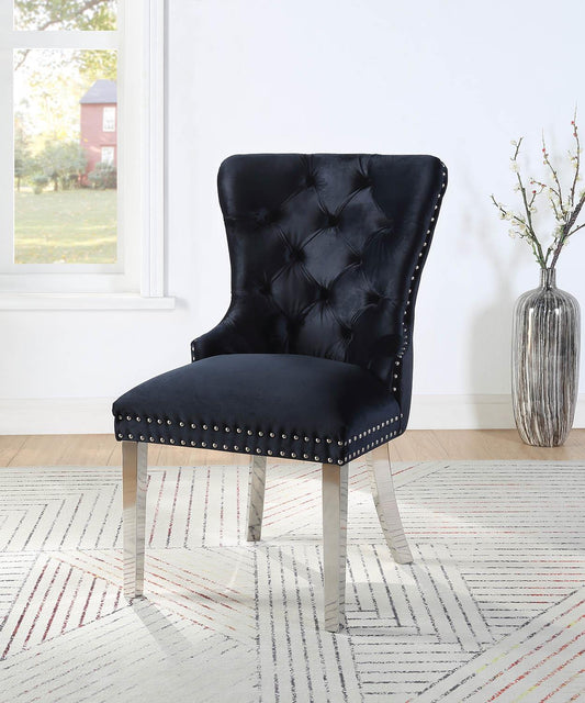 D2082 - Velvet Dining Side Chair With Chrome Legs (Set of 2)