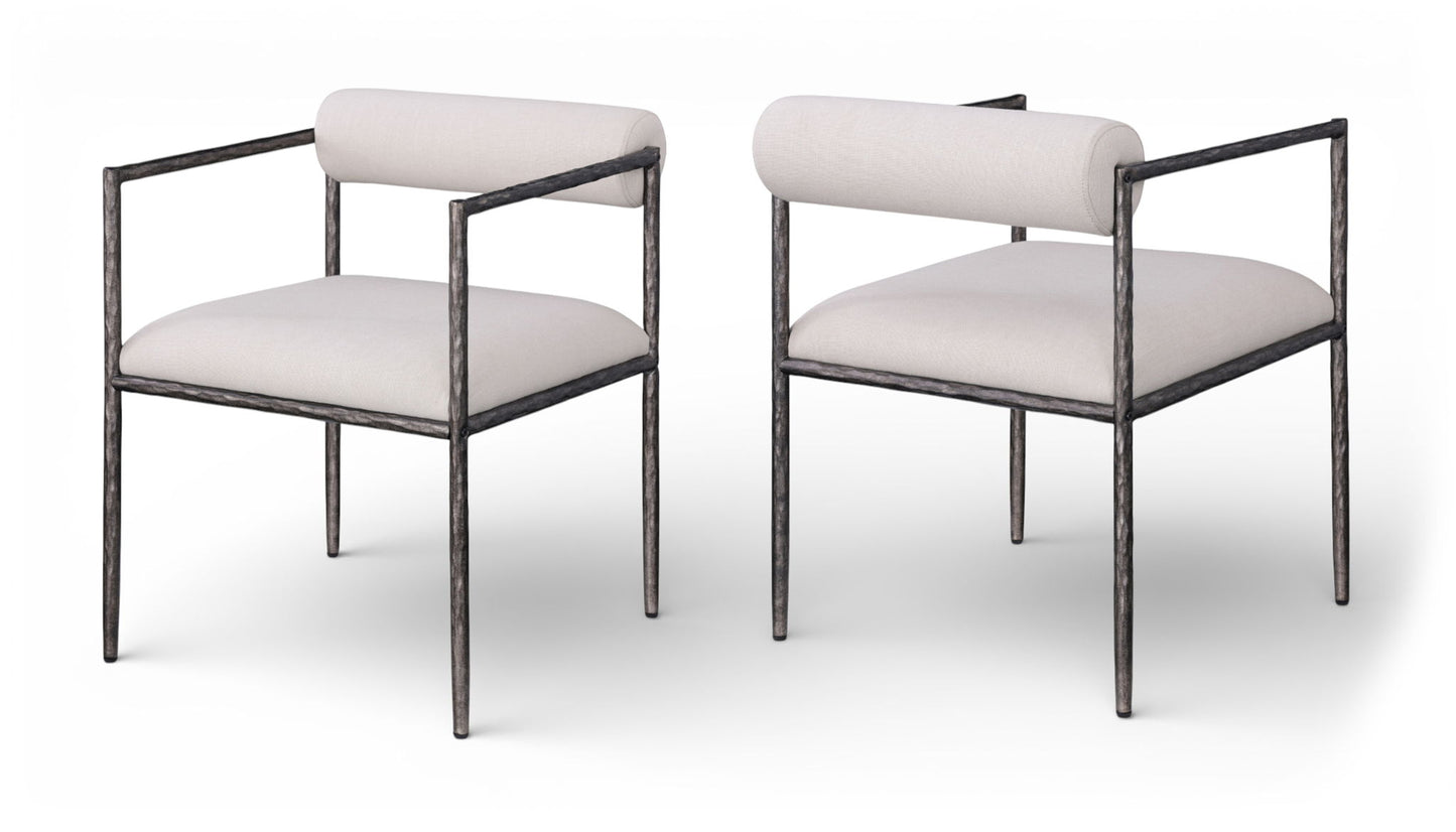 Axis - Linen Textured Beige Fabric Upholstered Dining Chair (Set of 2)