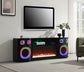 W029-TV - Fire Place TV Stand With Bluetooth Speaker, 7 Colors, RGB Downlights - Black