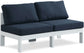 Nizuc - Outdoor Patio 2 Seat Armless Modular Sofa With White Frame