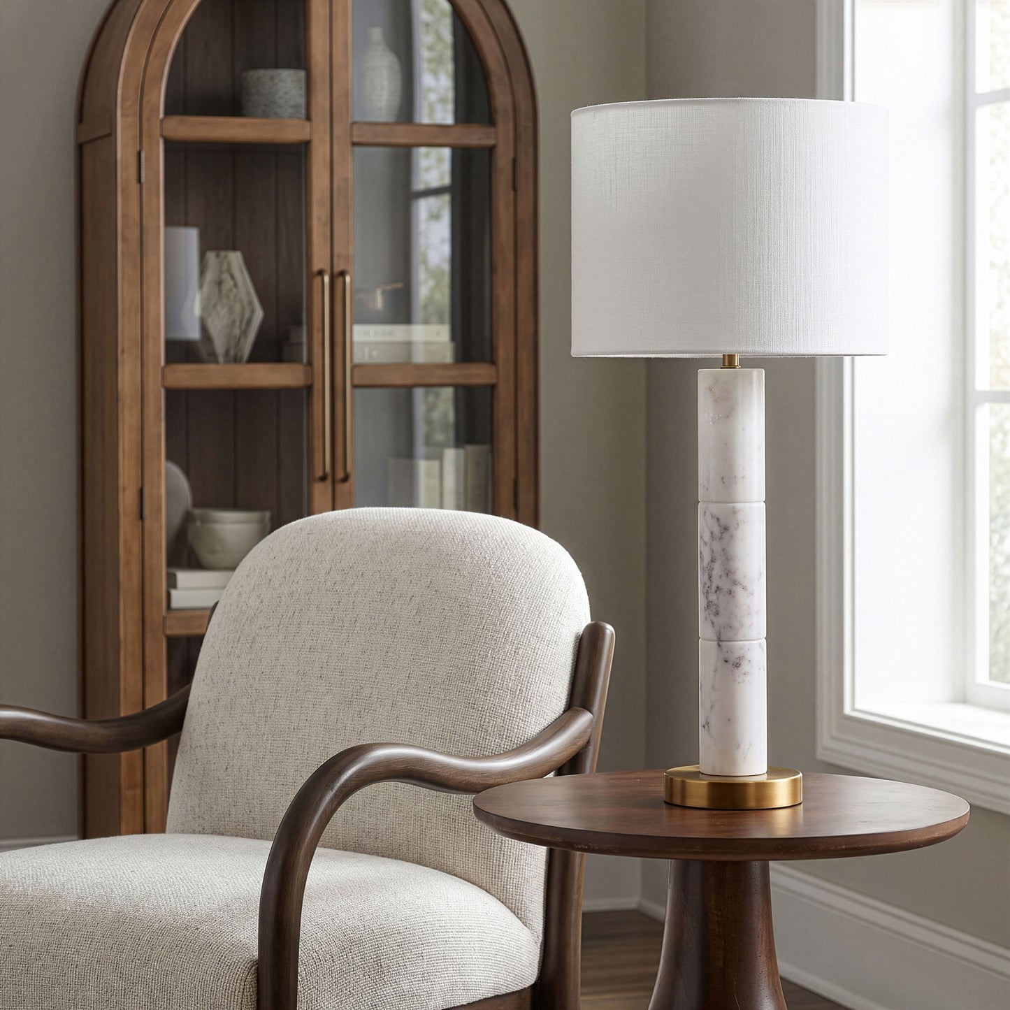 Opaline - Linen Textured Fabric And Brass Table Lamp