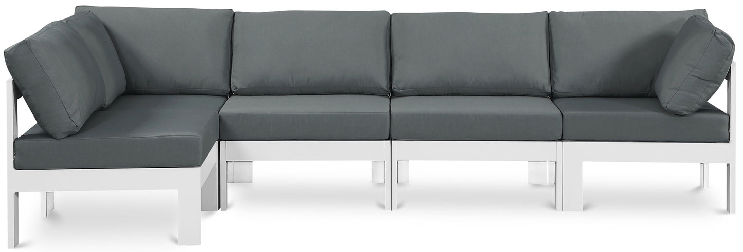 Nizuc - Outdoor Patio 5 Piece Modular Sectional With White Frame