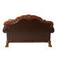 Dresden - Loveseat With 2 Pillows - Brown Synthetic Leather & Chenille, Cherry Oak