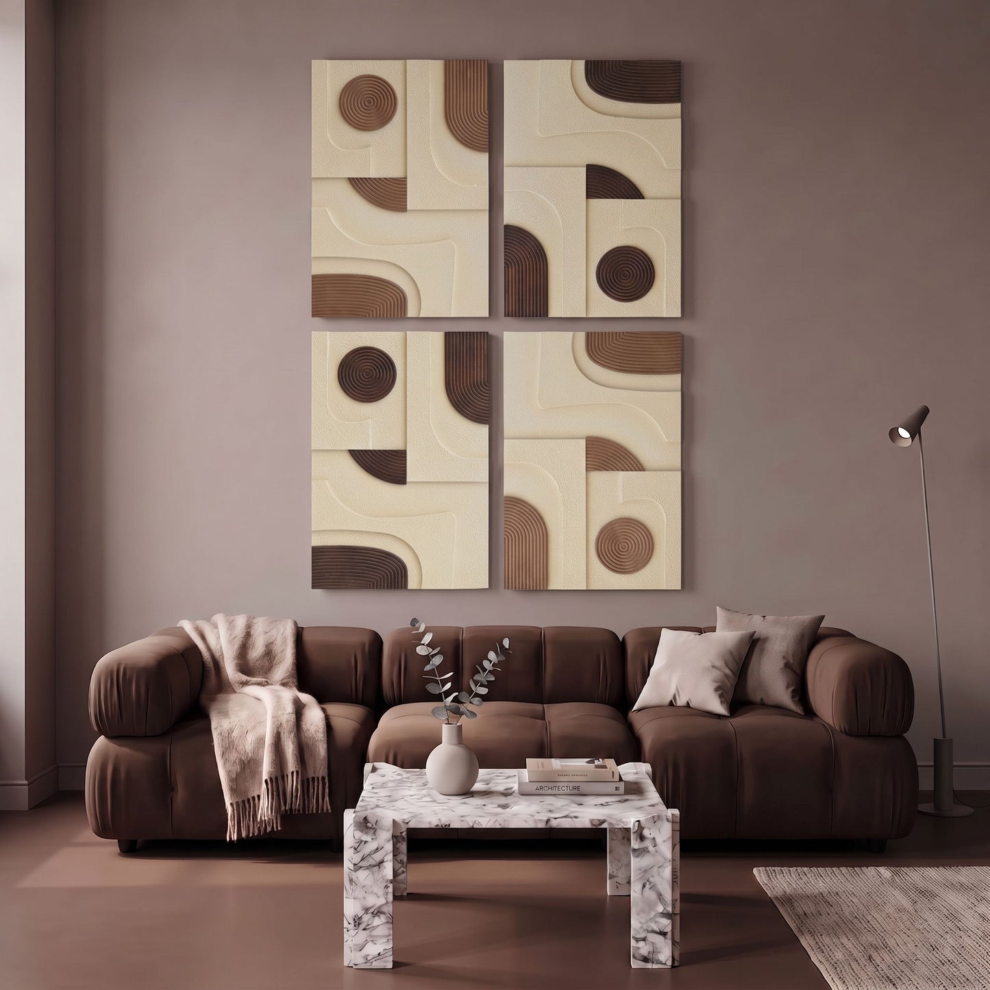 Element - Mango Wood 4 Piece Wall Art - Natural / Brown