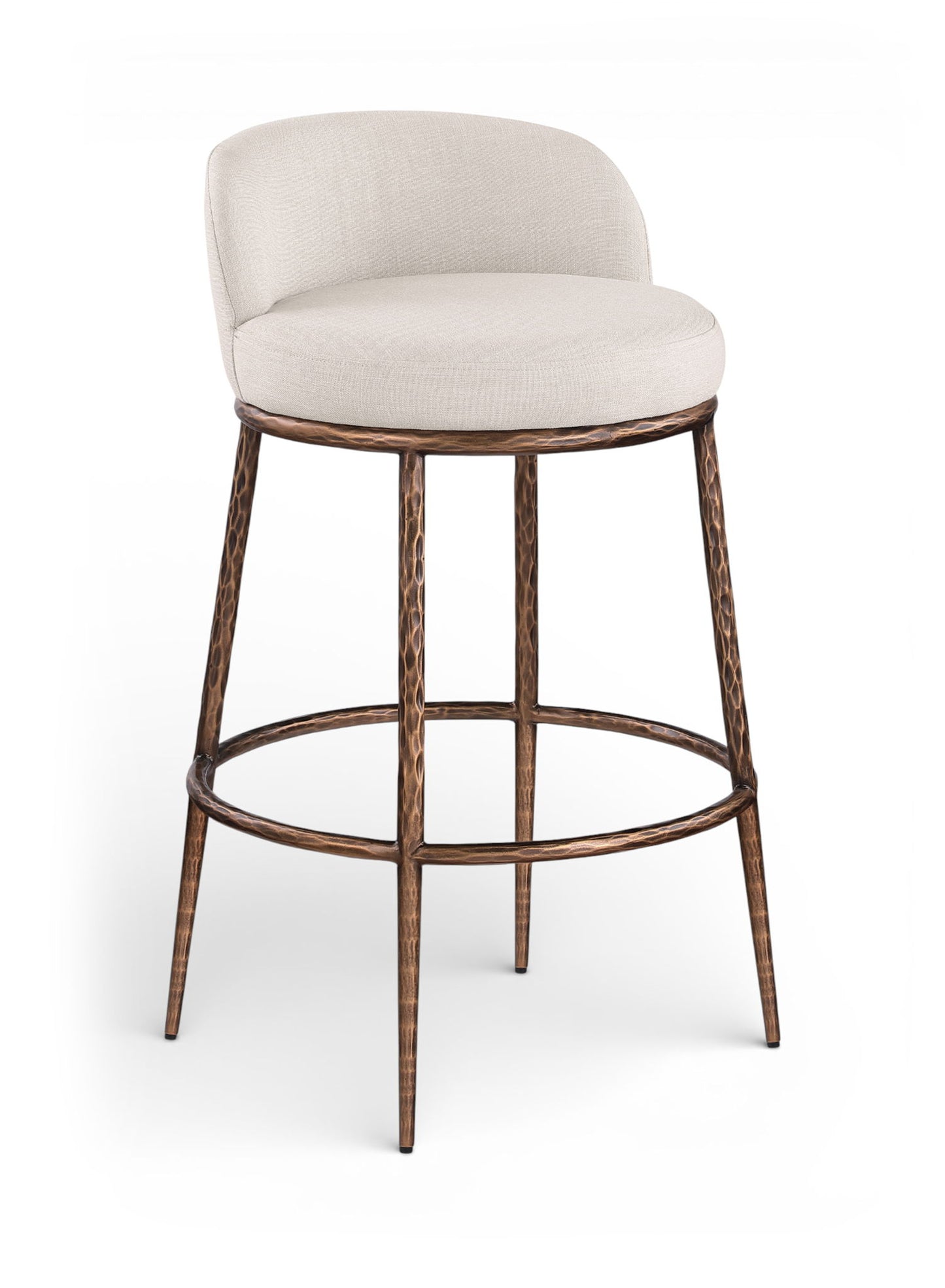 Ferro - Performance Fabric Upholstered Bar Stool - Antique Bronze